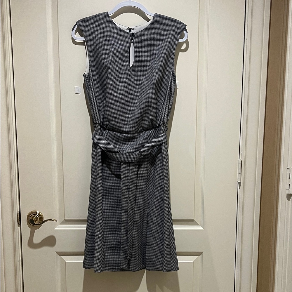 Sleeveless Gray Belted A-Line Dress